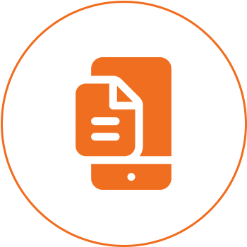 Icon of smartphone with a document overlay.